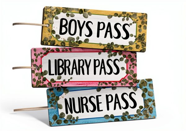WorldBazaar Eucalyptus Hall Passes for Elementary Schools-1