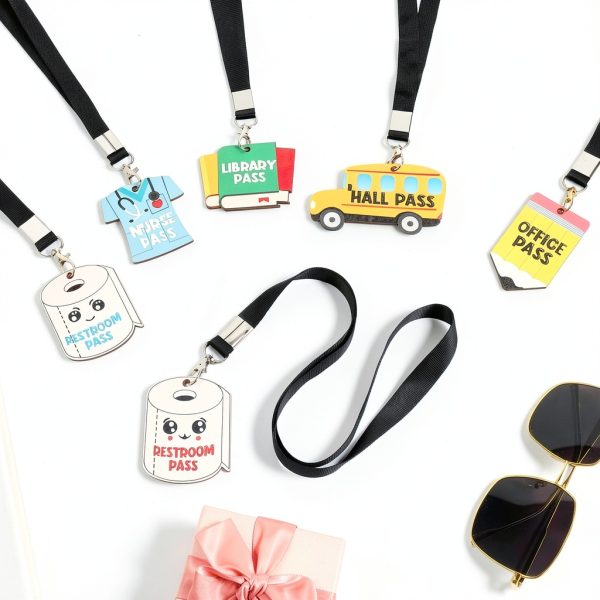Tucnoeu Hall Passes with Lanyards Office Supplies-6