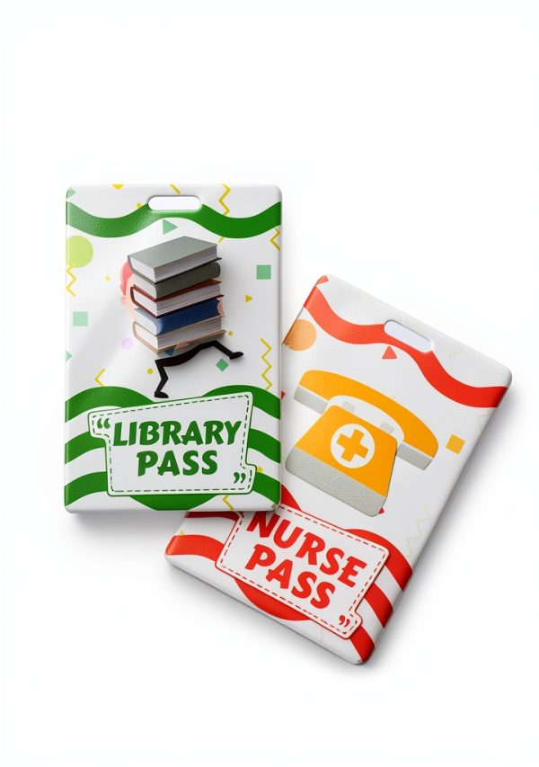 BESARME Hall Passes with Lanyards 6 Pack PVC Classroom-2