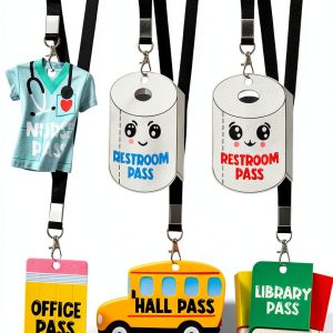 Tucnoeu Hall Passes with Lanyards Office Supplies-0