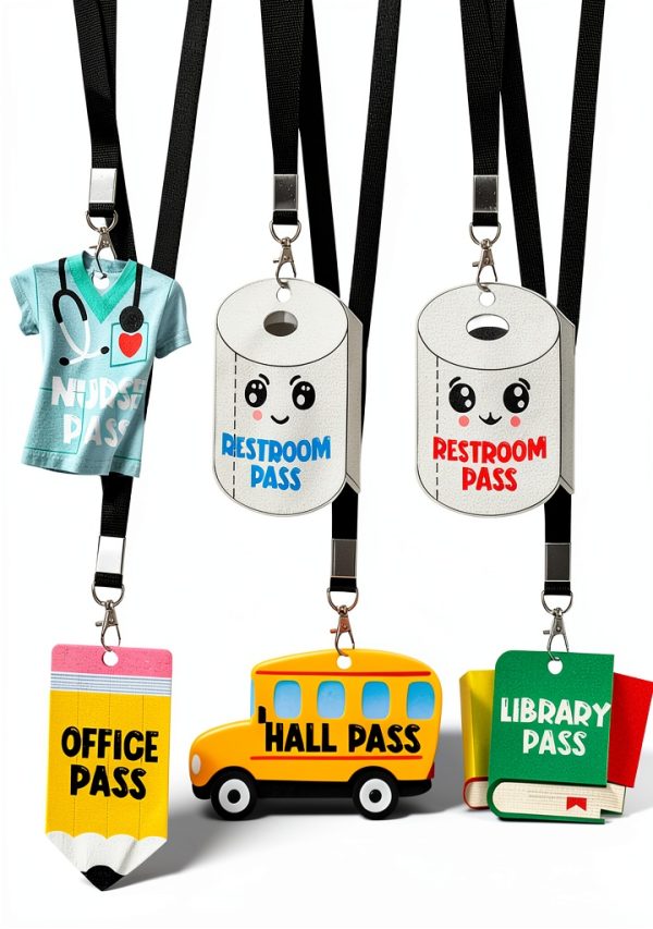 Tucnoeu Hall Passes with Lanyards Office Supplies-0