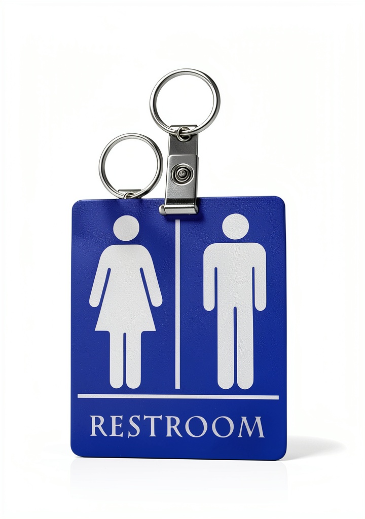 Unisex bathroom pass keychains made of PVC material