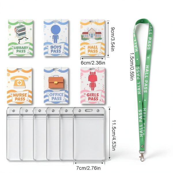 BESARME Hall Passes with Lanyards 6 Pack PVC Classroom-1