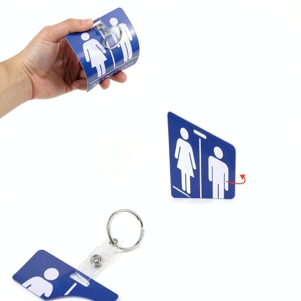 Unisex Bathroom Pass Keychains PVC Material-3