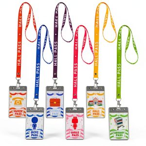 BESARME Hall Passes with Lanyards 6 Pack PVC Classroom-0