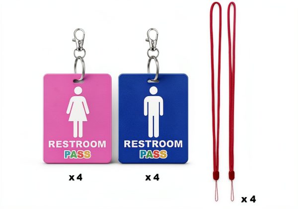 Bathroom Passes Lucky Handmade PVC Lanyard Set-4