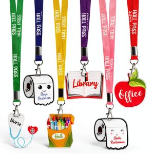 Hxezoc Acrylic Hall Pass Lanyards for School Office-0