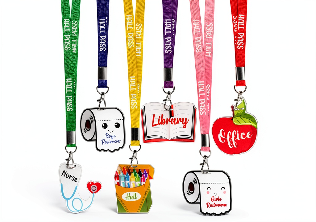 Hxezoc Acrylic Hall Pass Lanyards for school office use