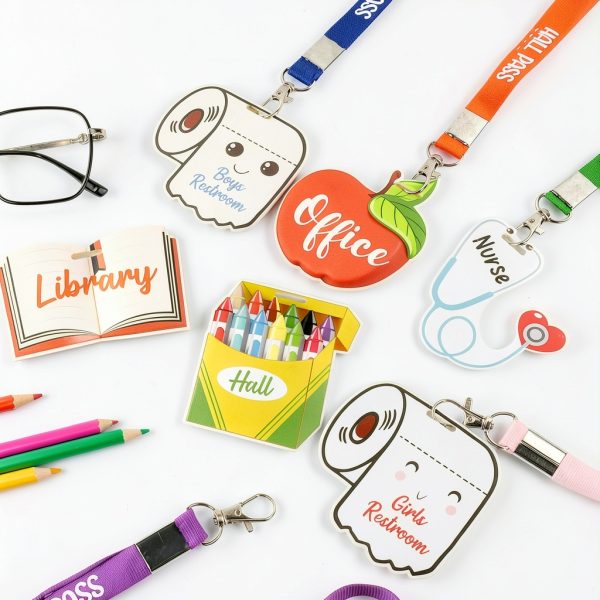 Hxezoc Acrylic Hall Pass Lanyards for School Office-3