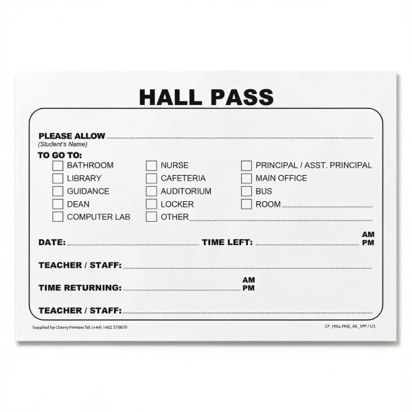 Hall Pass Book Cherry Printers 100 Page Pass-1