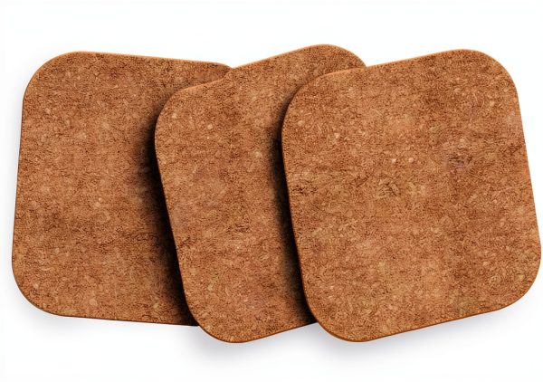 Adhesive Backed Cork w/Radius Corners for Coasters, Trivets and Art Projects – 1/16” Thick x 3-3/4" x 3-3/4" (100 PC)-0