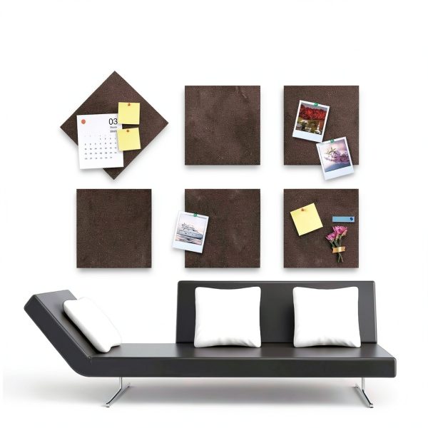 Dark Brown Cork Tiles CREHNIL 12x12 Peel Stick Half Inch 6 Pack-2