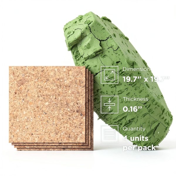 Square Adhesive Cork Tiles Go4Cork 19.7" x 19.7" 4‑Pack Anti‑Slip-1