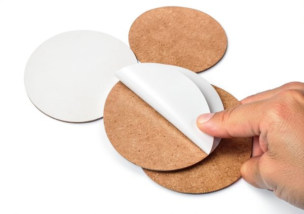 6 Pack Diameter 4 inches and 6 Pack 4 x 4 Inch Self Adhesive Cork Squares 100 MM Backing Cork Tiles Sheets for Coasters and DIY Crafts, 12 Pack, Wood-5