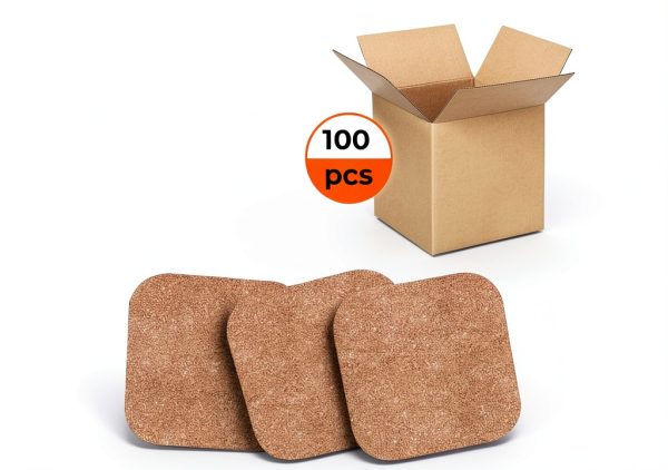 Adhesive Backed Cork w/Radius Corners for Coasters, Trivets and Art Projects – 1/16” Thick x 3-3/4" x 3-3/4" (100 PC)-5