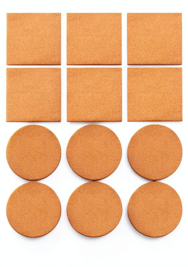 6 Pack Diameter 4 inches and 6 Pack 4 x 4 Inch Self Adhesive Cork Squares 100 MM Backing Cork Tiles Sheets for Coasters and DIY Crafts, 12 Pack, Wood-0