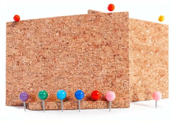 Cork Board Roll Seajan 3mm 4x8 ft Brown with 500 Multicolor Push Pins-2