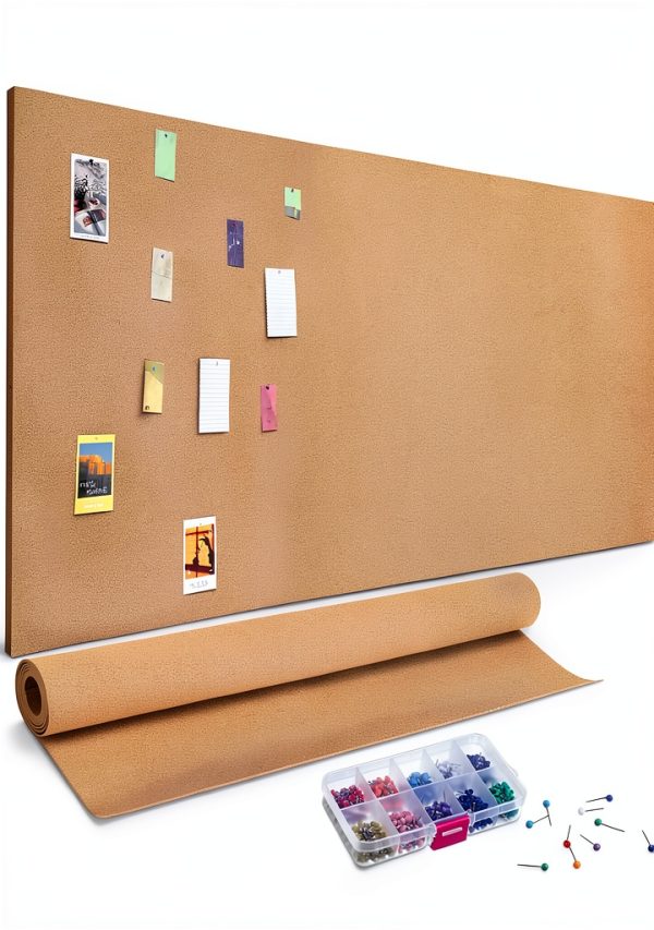 Cork Board Roll Seajan 3mm 4x8 ft Brown with 500 Multicolor Push Pins-0
