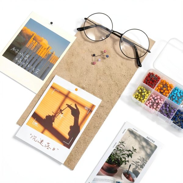 Cork Board Roll Seajan 3mm 4x8 ft Brown with 500 Multicolor Push Pins-5